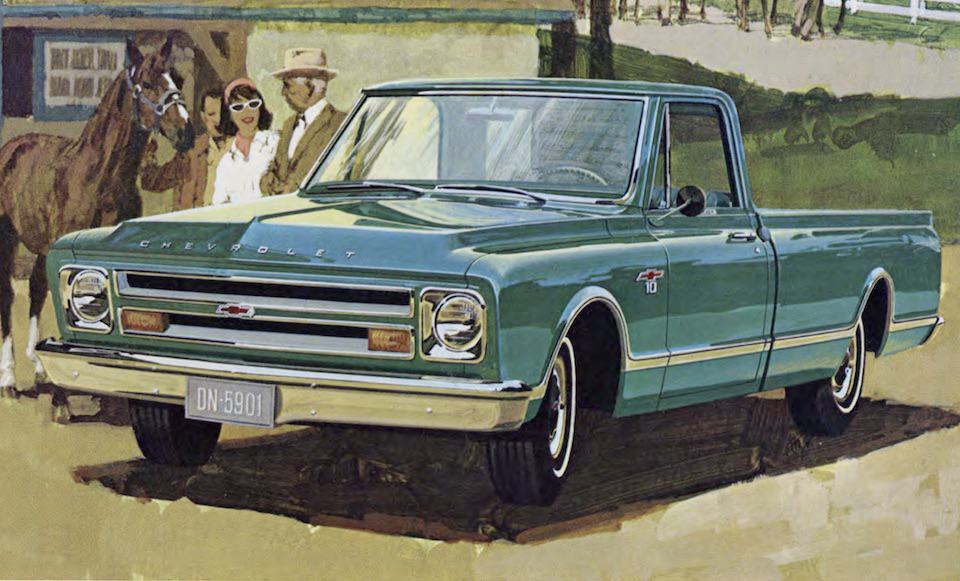 1967 Chevy C10 pickup advertising illustration