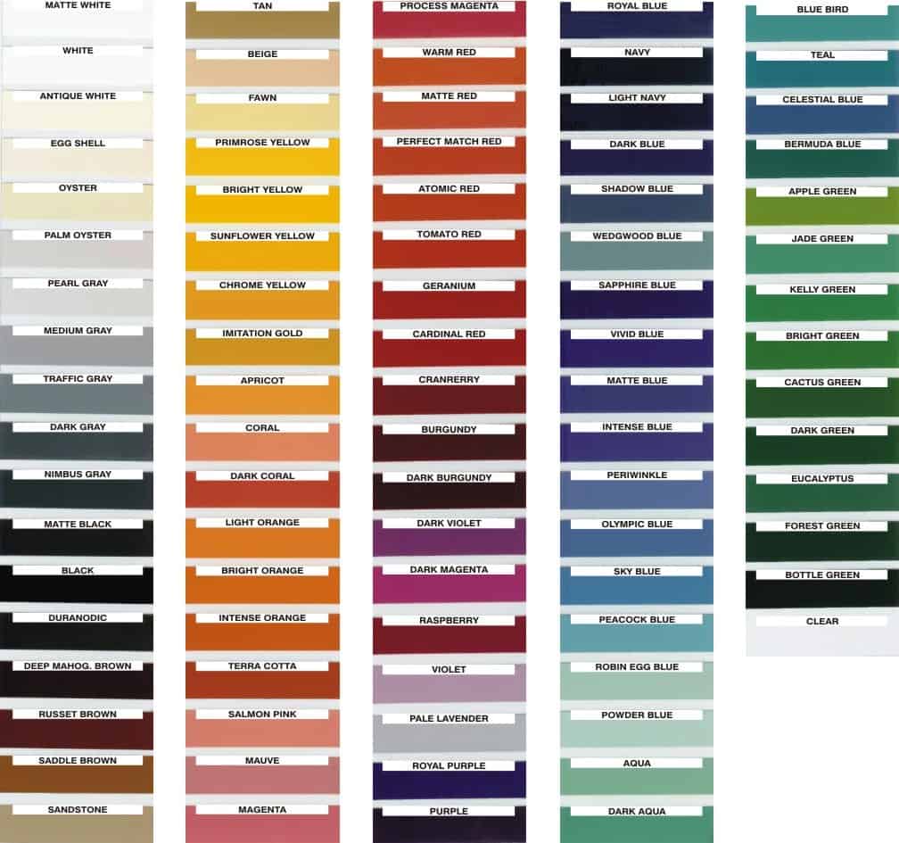 color match car paint chart